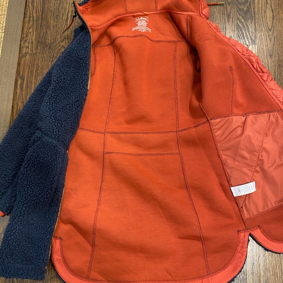 LL Bean Jacket Womens Extra Small XS Mountain Pile Sherpa Fleece Coat Hooded - Picture 7 of 8